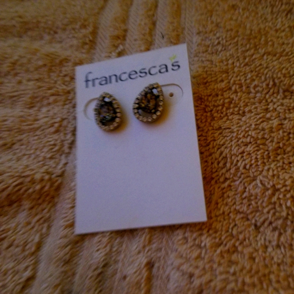 Francescas brand new rhinestone earrings.